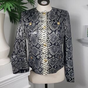 Escada Luxurious Lambskin Leather in Black & Grey Reptile sz 38 / 8